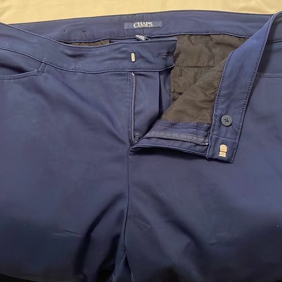 Navy dress slacks by Chaps with front button and zipper enclosure - Picture 3 of 6
